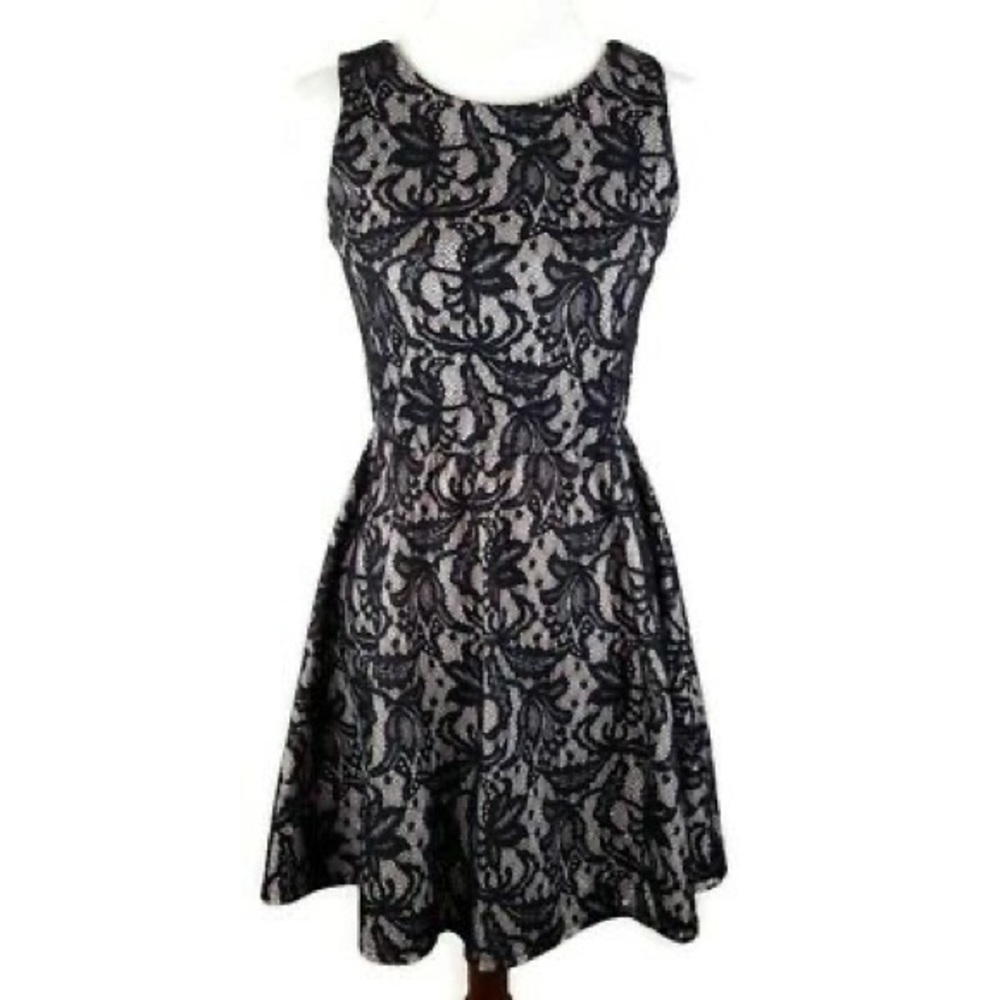 Heart soul black nude sleeveless dress